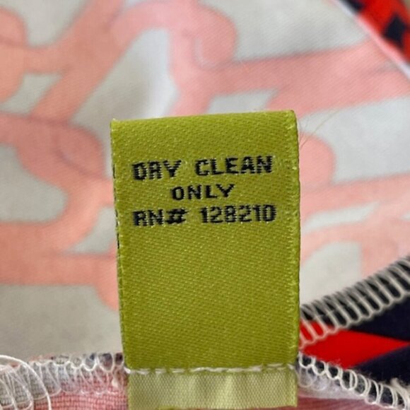 ELIZABETH MCKAY Chain Link Red Blue Pull Over Button Elbow Sleeve Top M - Picture 13 of 17